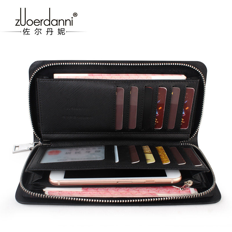 Zordani long men's wallet top layer cowhide zipper men's wallet business men's mobile phone wallet men's wallet