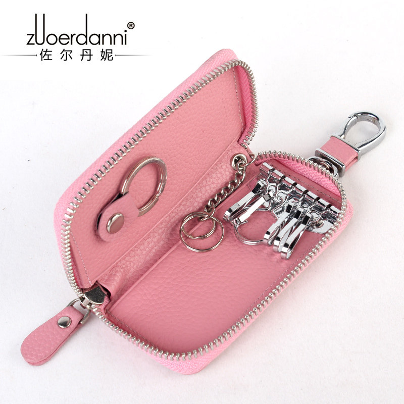 Key bag women's cowhide Korean version key chain ladies waist hanging coin purse simple large-capacity car key bag