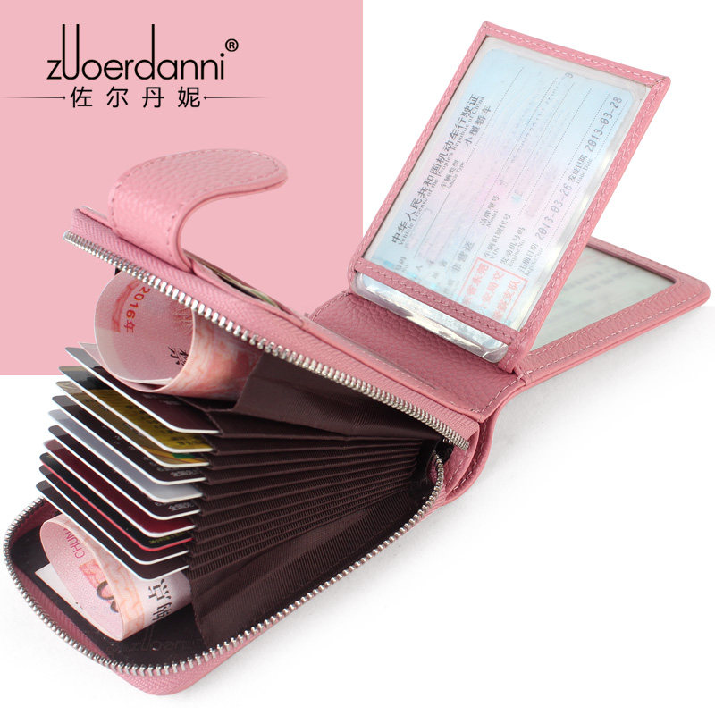 Zoltan Genuine Leather Woman Wallet Multi-Position Multifunction Cow Leather Card Bag Zero Money Cutting Sleeve Pull Chain Organ Woman Wallet