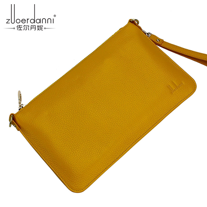 Ultra thin mini wallet leather long Han handbag grab bag female skin single shoulder strand zipper pack