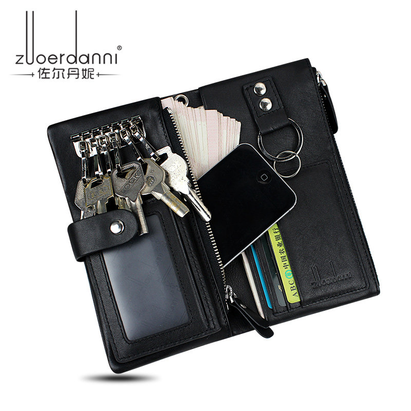 Zoldanie new men's wallet long version of pull-leather multi-position Korean version trendy multifunctional wallet Soft leather