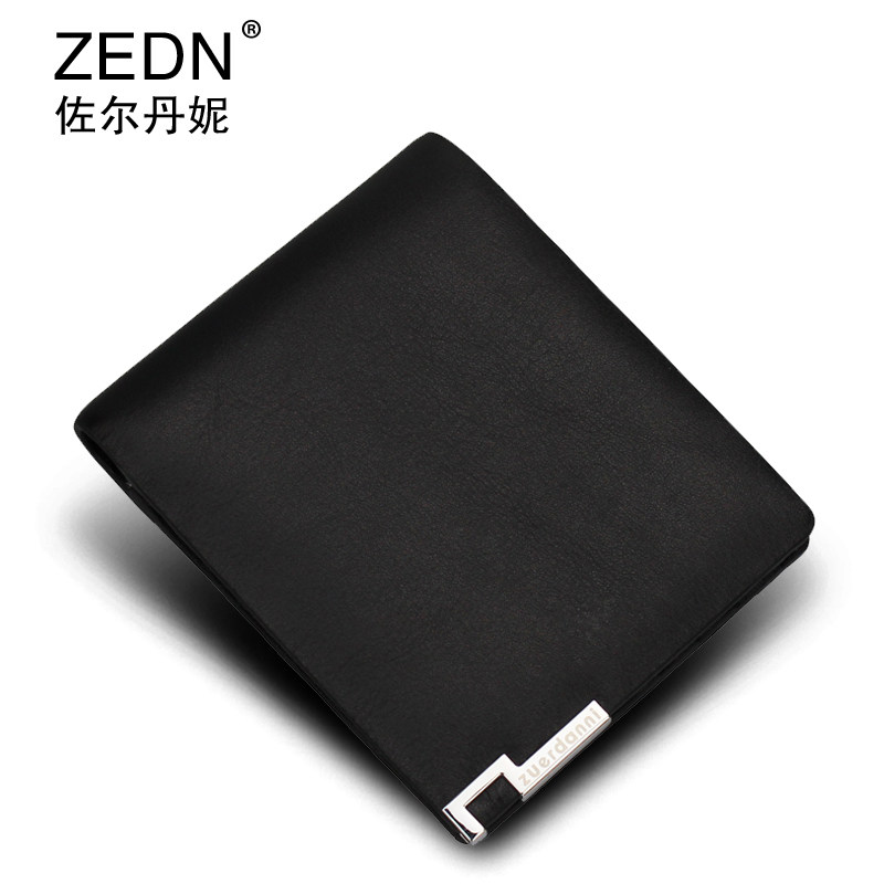 European and American men's wallet men's short leather men's leather case horizontal wallet clip first layer cowhide wallet tide bag