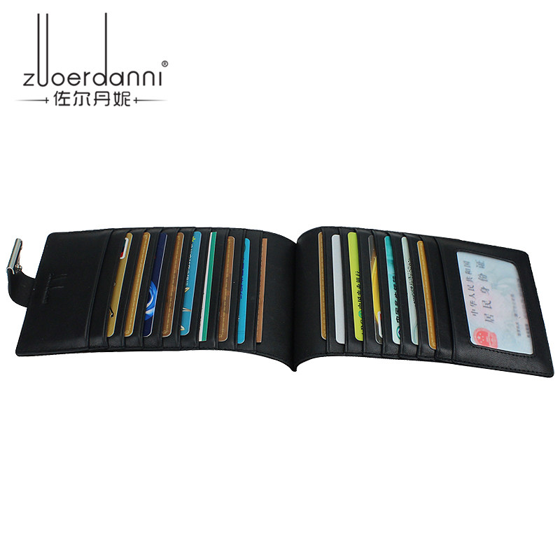 Multi-position clamping sleeve for men ultra-thin multifunction long version genuine leather card bag long version Business real cow leather card bag Chaubou