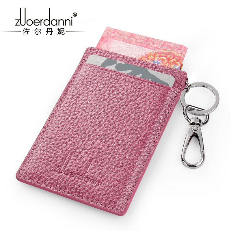 Lady Head Layer Cow Leather Card Bag Clip 2021 New Mini Handy Ultra Slim Card Bag Woman Style Bill Zero Wallet