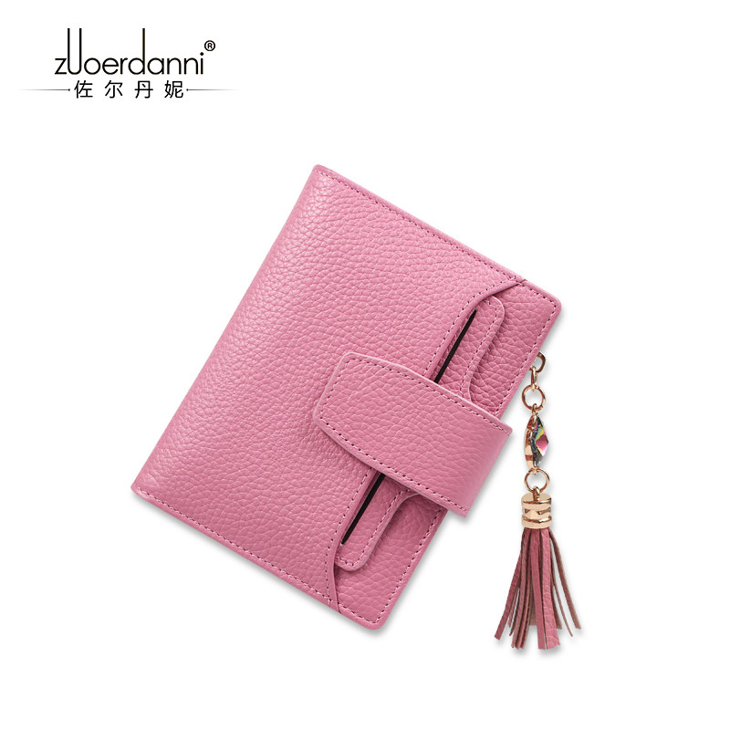 Zoltanie Wallet Woman Short leather lady Mini little money clip Korean version cute folding little fresh and thin