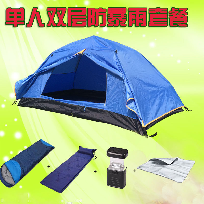 Single Portable 1 Persons Double Layer Anti-Rainstorm Tent Outdoor Ultra Light Camping Fully Automatic Speed Opening Thickened Camping Waterproof