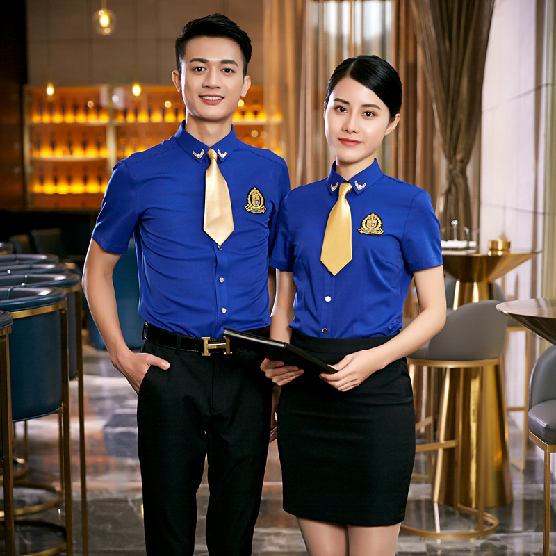 Dài Lier thanh viên workclothes nhà hàng khách sạn của nam giới và phụ nữ ngắn tay quần áo mùa hè KTV đêm thạc sĩ phù hợp