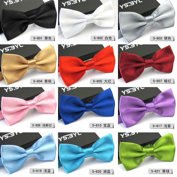 Positive Dress Men's Pure Color Wedding Collar Adult Gentleman Business collar Korean version Monochromatic Butterfly Knot