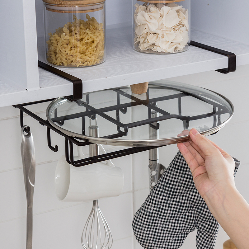 The Euro-Runzer brown free-to-punch lower hanging chopping frame with hook Japanese-style lid containing layer shelf-hanging cutting board rack