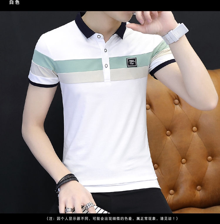 Áo thun ngắn tay cho nam Áo thun cotton mỏng vừa vặn Quần áo T2018 Mùa hè Xu hướng mới Thanh niên Nửa tay áo Polo áo thun nam có cổ