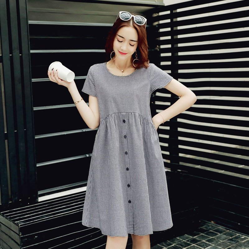 Pregnant Woman Summer Dress Foreign Dress 2021 Fashion Large Size Dress Medium Long Version Short Sleeve Casual Pregnant Woman Skirt Summer Long Dress