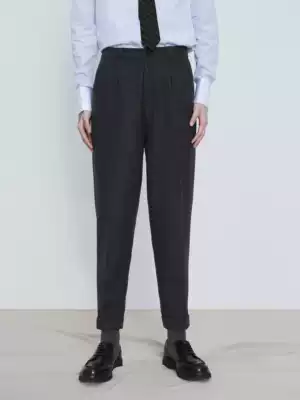 knighttom autumn and winter loose casual pants woolen trousers neutral women's black gray wool nine-point straight pants