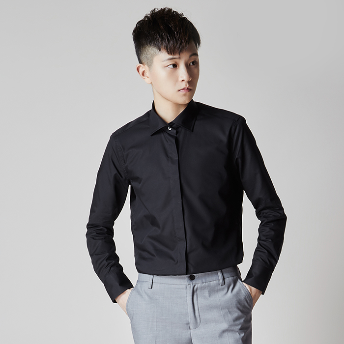 knighttom spring autumn black shirt woman career positive dress shirt long sleeve body neutral Les handsome T blouse