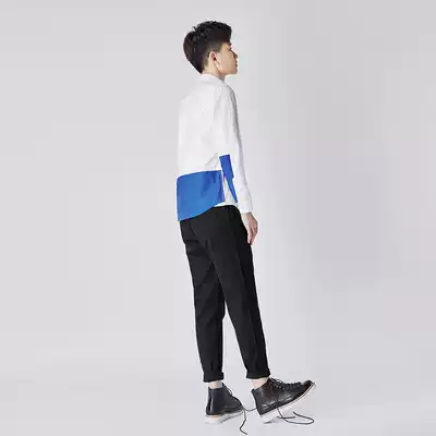 Les handsome t shirt women's design sense niche spring and autumn long-sleeved stitching shirt white neutral clothes handsome women all-match