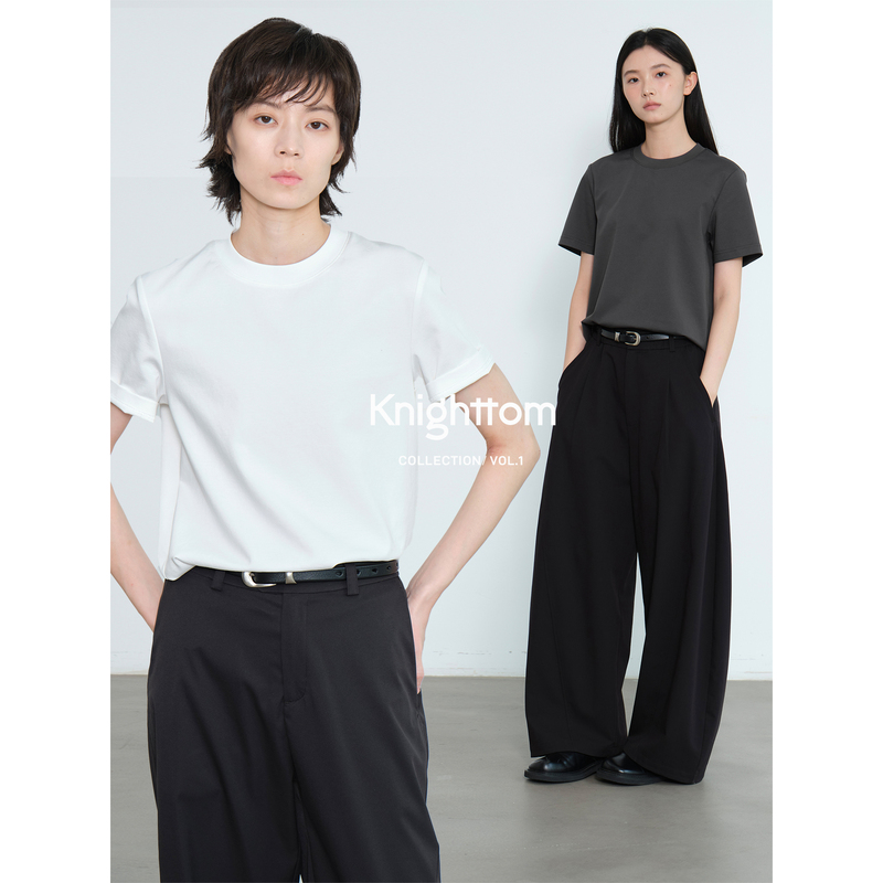 Knighttom【Floating Texture Roman Fabric】Basic Small Fit T-Shirt X253T224A