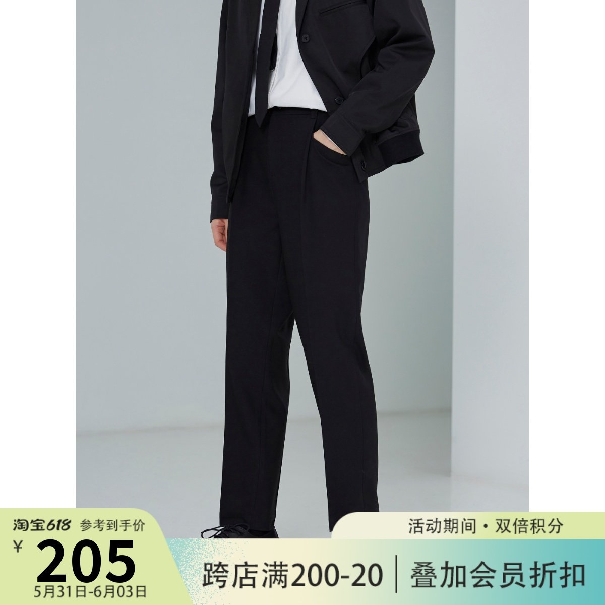 knighttom9 lunar autumn new black grey D word buckle belt straight barrel Western pants Les handsome T neutral wind long pants