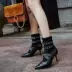Zipper Martin ủng mùa thu và mùa đông Giày nữ nhọn Giày cao gót nữ cao đến mắt cá chân Giày cao gót cỡ lớn ủng nữ cỡ nhỏ 32 48 CJL - Giày ống Giày ống