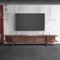 Triple Shades Black Walnuts Solid Wood TV Cabinet Nordic Style Modern Minimalist Small Household Type Living Room Log Short cabinet D4
