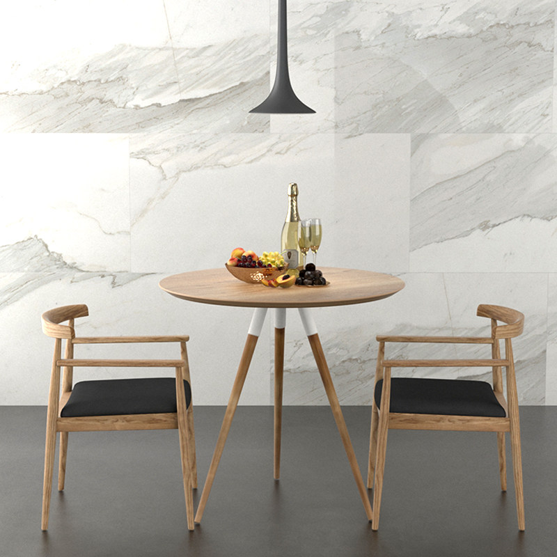 Sanshe round dining table white oak log minimalist modern minimalist small apartment home creative solid wood light luxury dining table