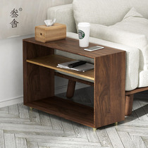 Three-house modern minimalist sofa side cabinet Black walnuts solid wood small family bookcase ultra narrow strip corner a few D7