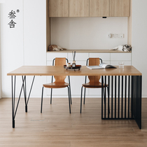 Three-house log table North American white oak wood bench desk Nordic minimalist small family type multifunctional living room tea table