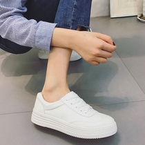 Thick-soled white shoes genuine leather Korean version of the tide lace-up casual lovers shoes 2020 new versatile men and women sneakers large size