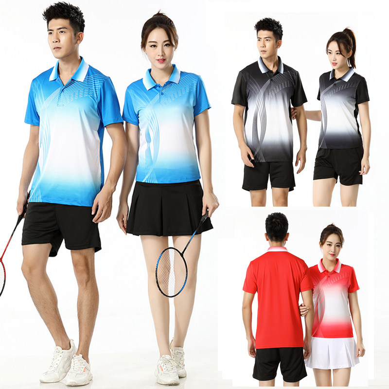 Badminton suit dress sportswear dry breathable short sleeve shorts men's match table tennis clothes customized