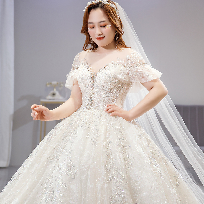 Large size main wedding dress 2023 new bride temperament fat sister mm 200 catties plus fertilizer to increase tail heavy work to cover meat Large size main wedding dress 2023 new bride temperament fat sister mm 200 catties plus fertilizer to increase tail heavy work to cover meat