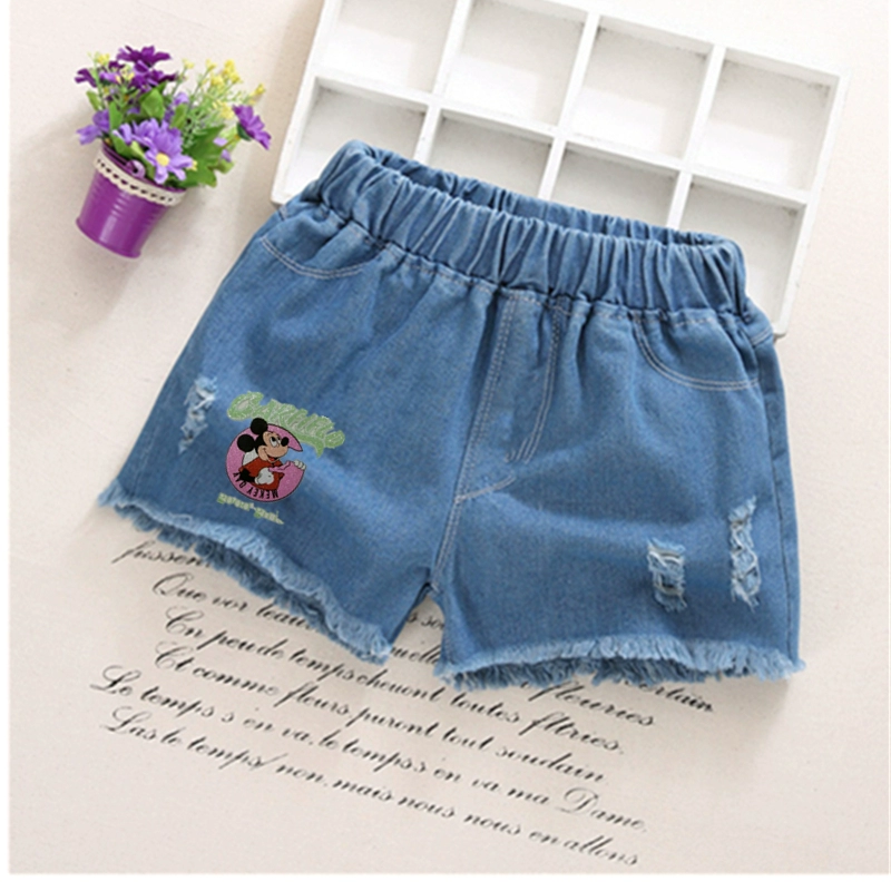 Quần short jean trẻ em mới quần áo trẻ em mùa hè, váy trẻ em lớn, quần short denim trẻ em, váy và quần short cho bé gái - Quần jean