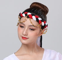  Tibetan headdress female braids Tibetan ethnic minority dance performance clothing Mongolian headdress handmade beaded preparation Tibet