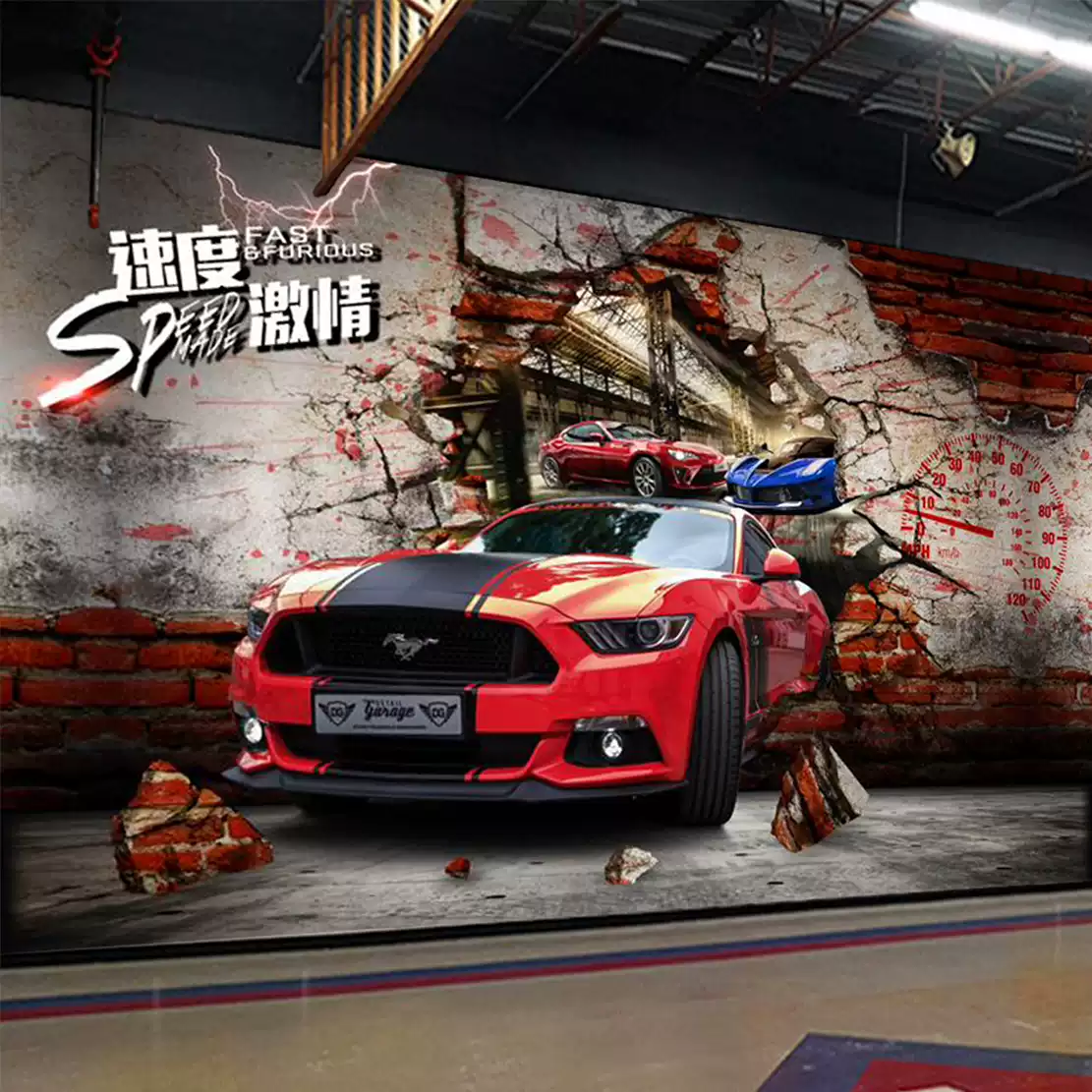 复古工业风汽车3d立体背景墙酒吧饭店汽修店改装墙布, image size:1111x1111