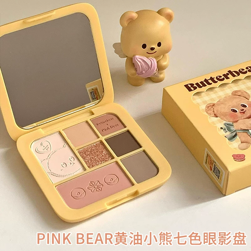 Палетка теней для век Pinkbear Butter Bear Comprehensive Seven Color Co-branded Soft Bread