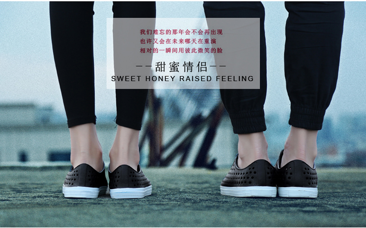 Mùa hè đầu tròn nam nữ đôi giày chống trượt lỗ thông thường Giày đế bệt Baotou giày gucci nam