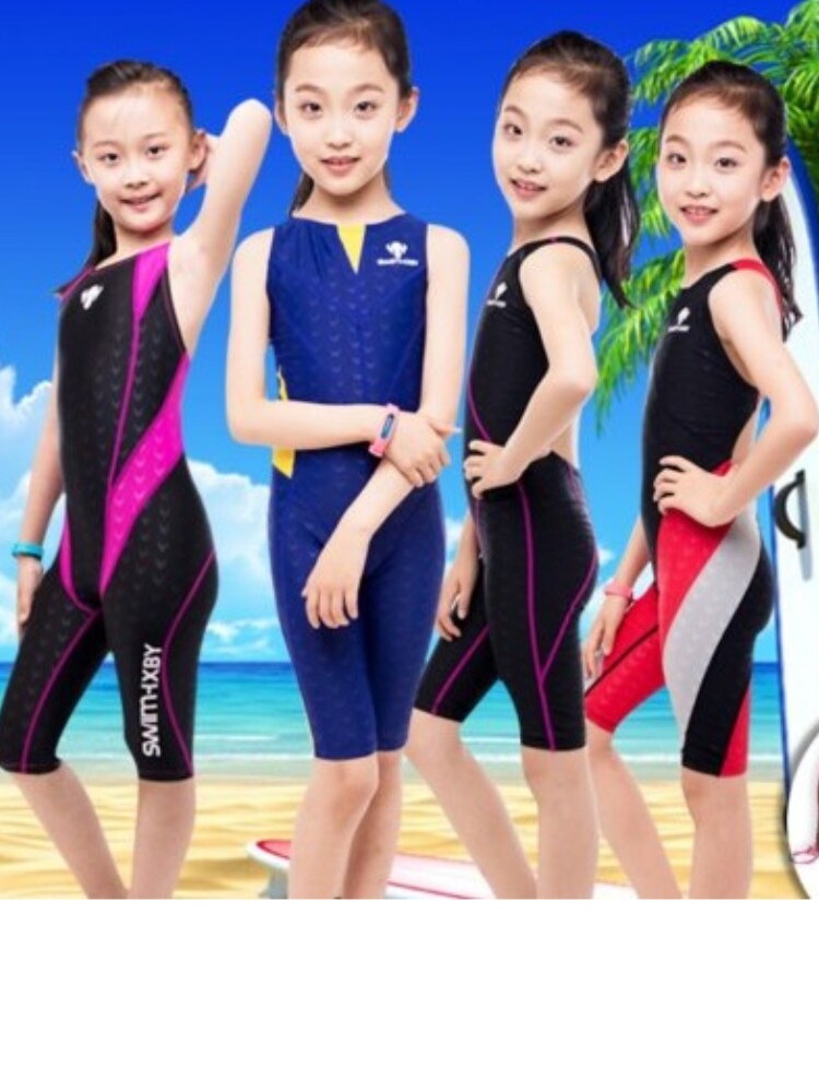 Professional children's shark skin swimsuit Female one-piece flat angle quick-drying CUHK children's student swimming training competition swimsuit