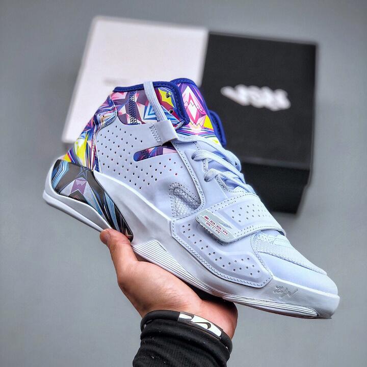 Zion 2 Black and White Prism Rainbow Zion 2 White, Blue, Purple, Black, Orange Wear-Resistant Practical Basketball Shoes for Men