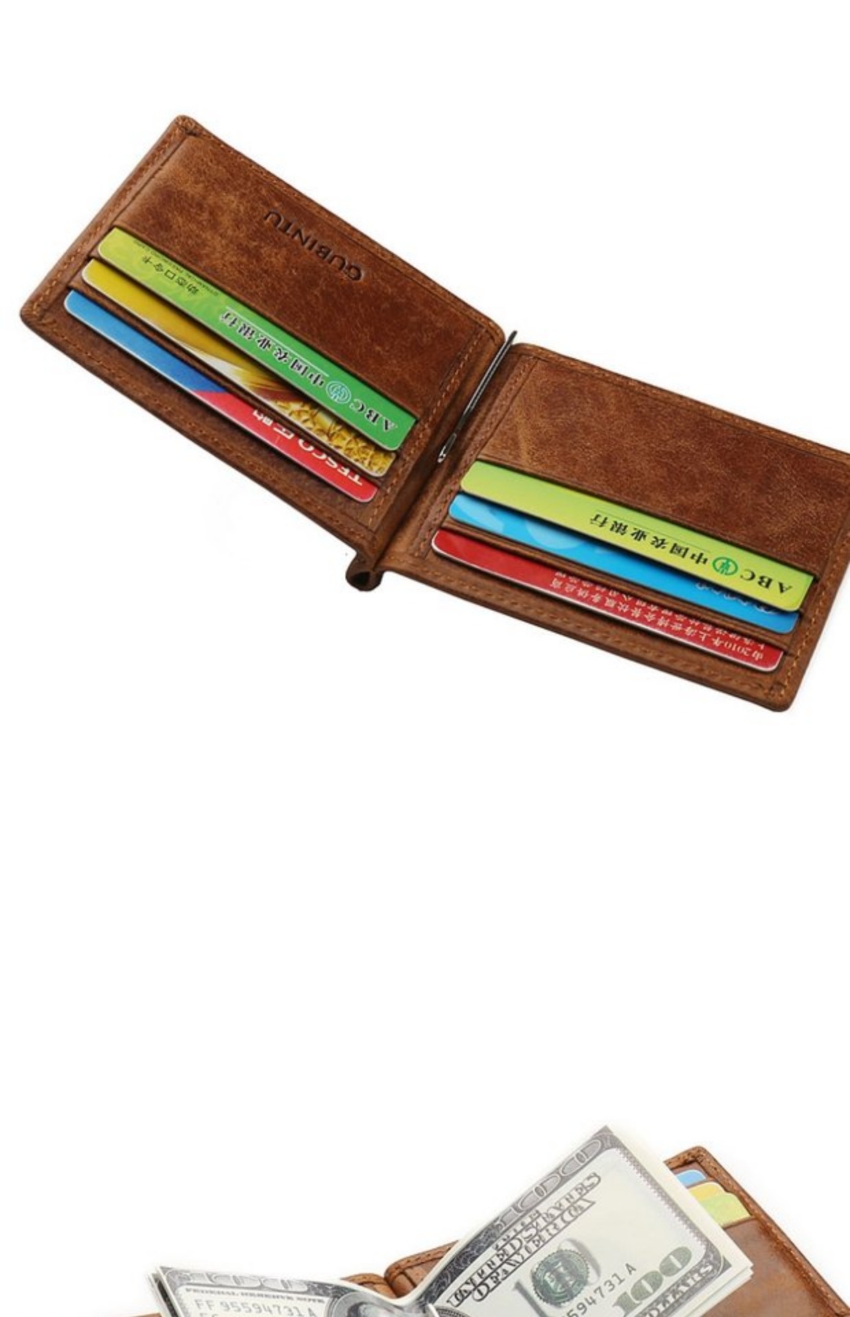 Da tiền chuck lớp da retro tiền giấy clip thanh niên ví tiền clip ví siêu mỏng ví nam - Ví tiền ví gucci nam