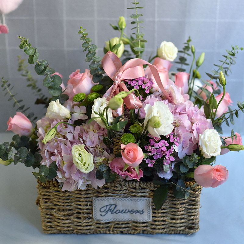 Nanchang Flowers Express Delivery Co-City Rose Embroidered Ball Foreign Flower Mix Lap Hand Open For Blessing Flowers Basket Ping Rural Ganzhou Store