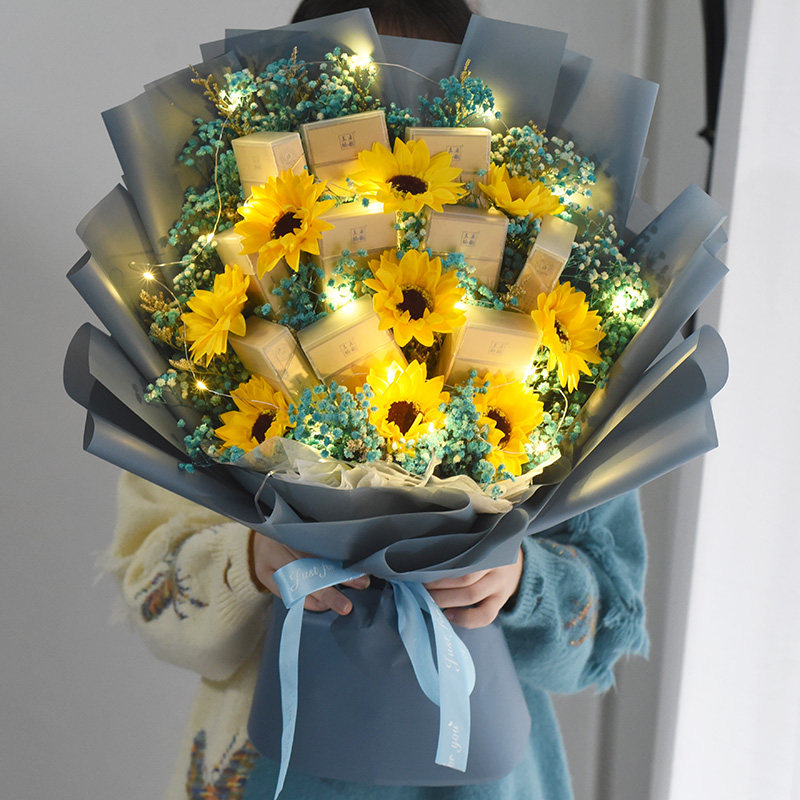 Creative Full Star Tea Scented Tobacco Giant Bouquet Finished Hand Touted With Flowers Boyfriend Birthday Gift Online Red Shivering Soundbiter