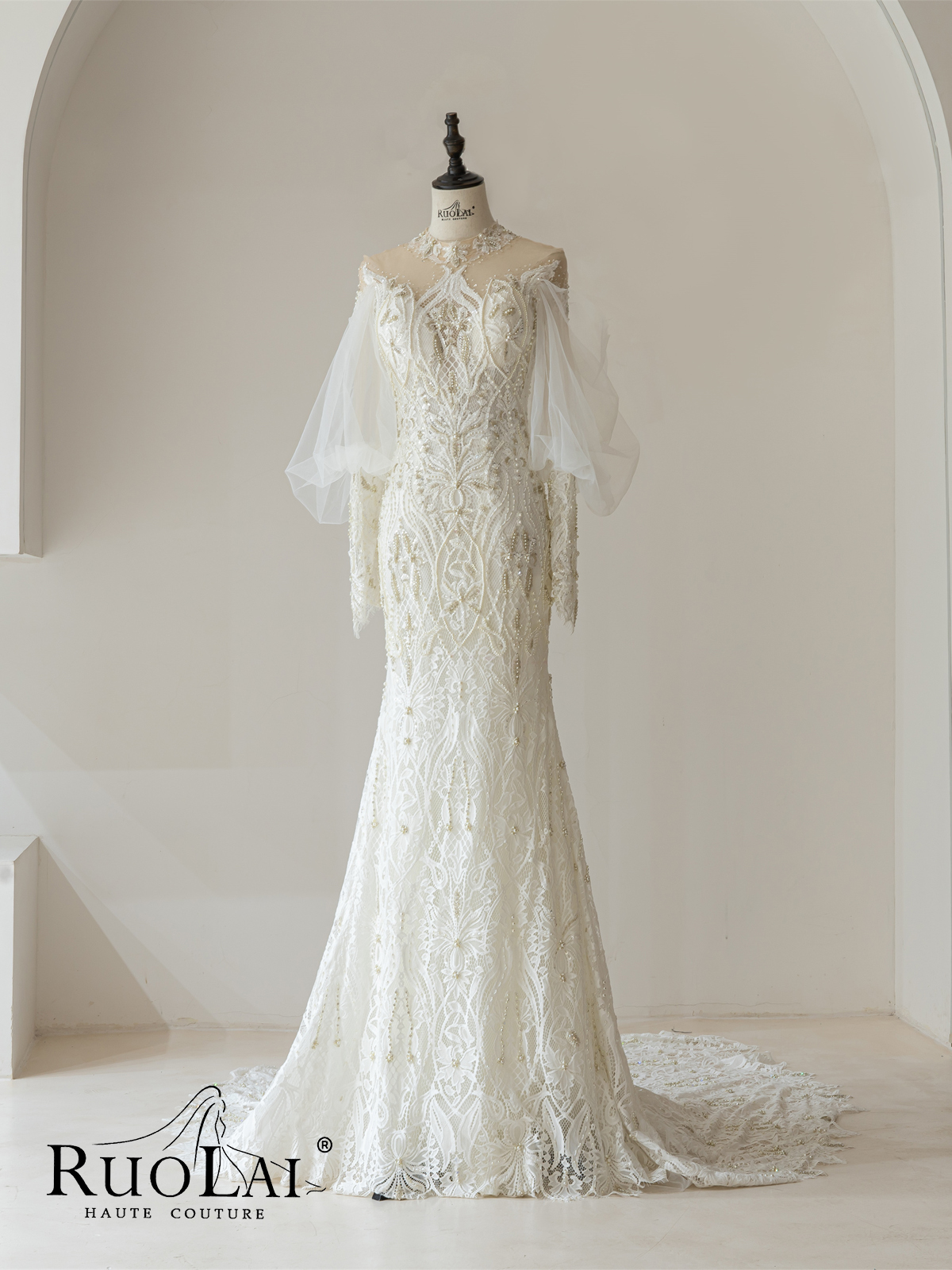 Female wedding dress five -year old shop wedding dress married female Ruolai new French luxury heavy worker back Female wedding dress five -year old shop wedding dress married female Ruolai new French luxury heavy worker back