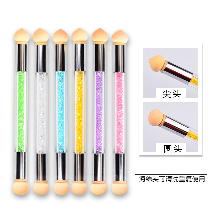 新款美甲工具渐变笔晕染笔点彩笔光疗点彩胶海绵笔双头可洗可换