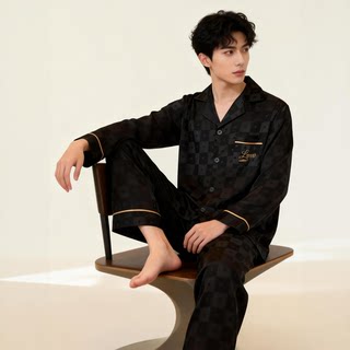 Ice Silk Pajamas for Men 2026 New Summer Spring and Autumn Thin Large Size Imitation Silk Loungewear High-End Set