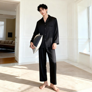 Ice Silk Men's Pajamas Summer 2025 New Model Suitable for All Seasons Spring and Autumn Imitation Silk High-End Feel Outerwear Home Wear Set