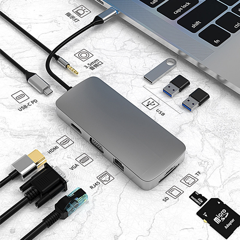 Typec Extension Dock Applies Huawei MateBook13 14 Expands Notebook USB Set Junction HUB Thunder 3HDMI Multiinterface Apple MacBookPr