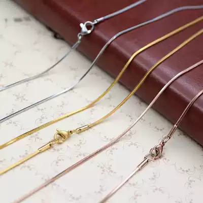 Necklace women's square snake chain with chain silver titanium steel snake bone chain Rose gold couple short spot Japanese and Korean sweater chain