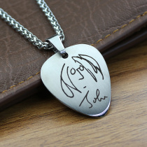 John Lennon pick necklace can play band metal titanium steel custom male lettering handmade guitar accessories pendant