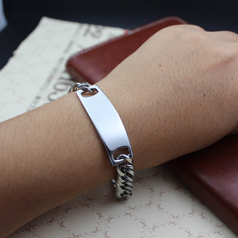 Cuban bracelet men's custom punk does not fade Xue Zhiqian personality titanium steel fashion lettering wide version of the new jewelry