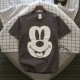 Châu Âu và Hoa Kỳ đường phố mùa hè phim hoạt hình mới Mickey Mouse in cổ tròn áo thun nam và nữ cặp đôi sinh viên tay ngắn áo thun 