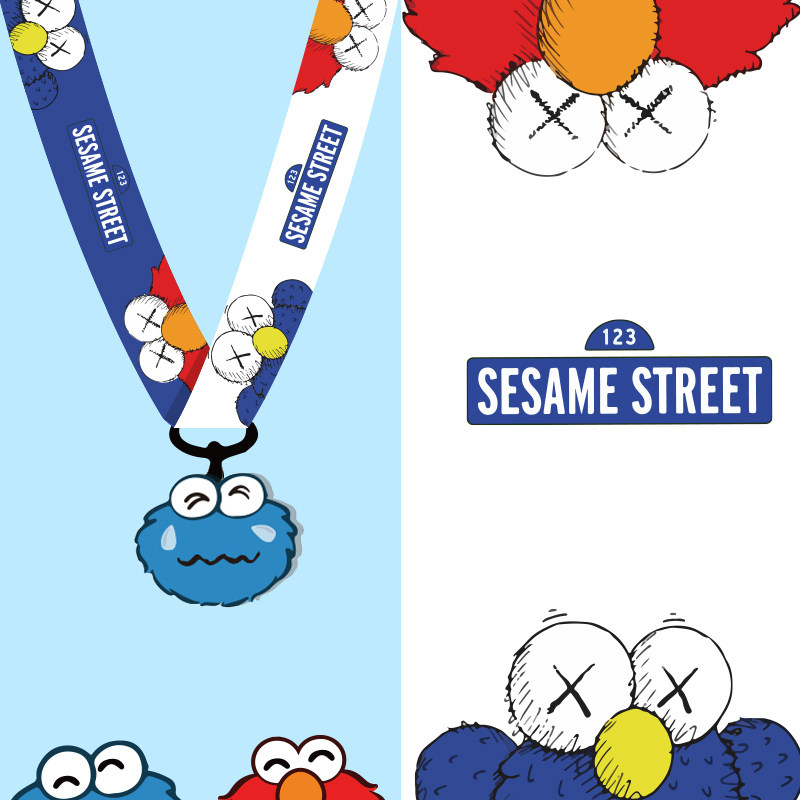 Sesame Street Mobile Phone Slinging Wide Version Women's Mobile Phone Protection Shell Hanging Neck Rope Pendant Hanging Accessories Chain Key Short With Body Rope Cute