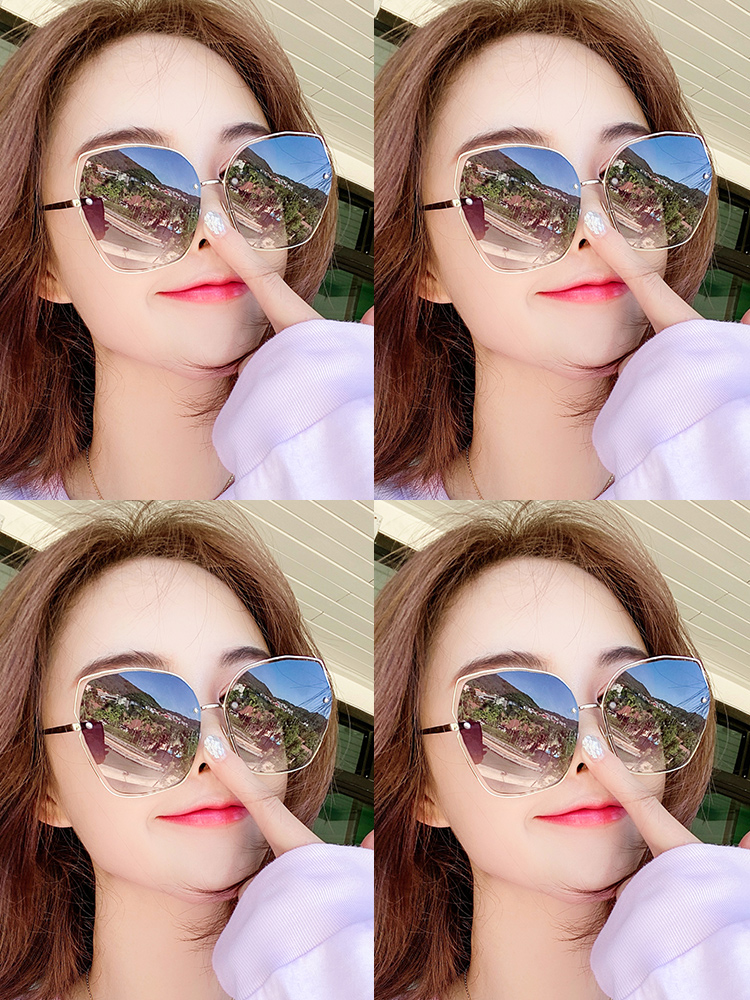 Borderless crystal cut edge 2021 new trendy women's sunglasses anti-UV big face ins glasses polarizing sunglasses