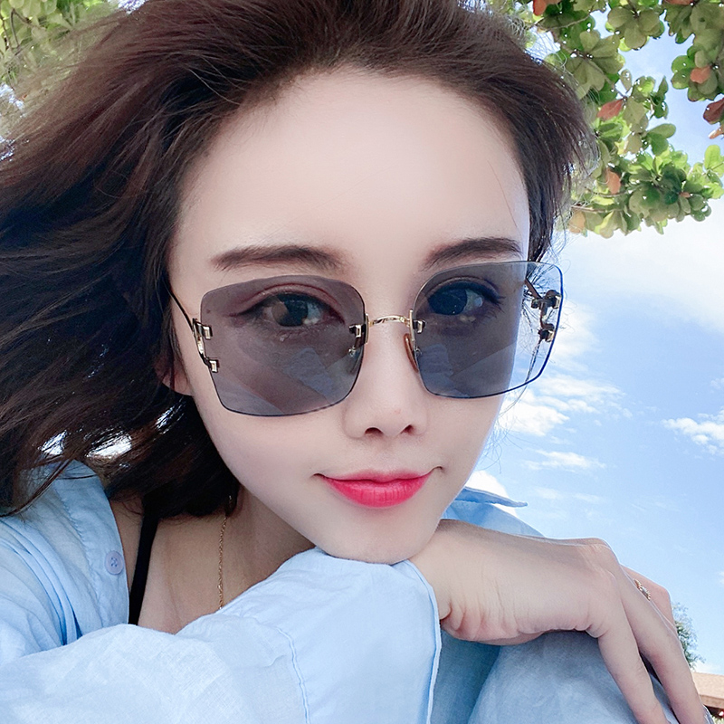 Tea sunglasses female summer anti UV2021 new Korean big face Net red round face glasses polarized sunglasses tide
